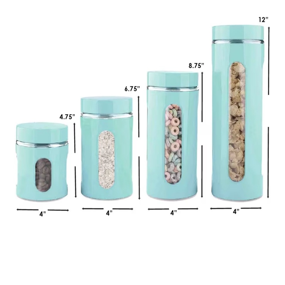 Set of 4 Glass & Metal Cannisters - Picture 3 of 5